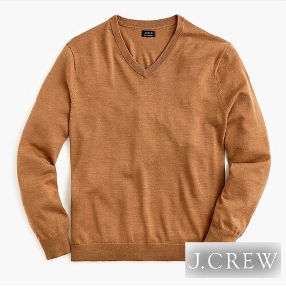 J. Crew Sweaters - J. Crew Slim Merino Wool V-neck Camel Sweater Med